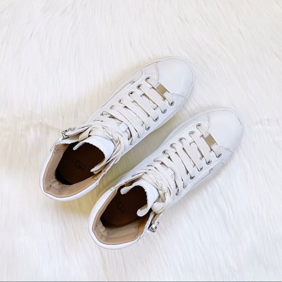 UGG White Leather Olive High Top Sneakers - Picture 3 of 7